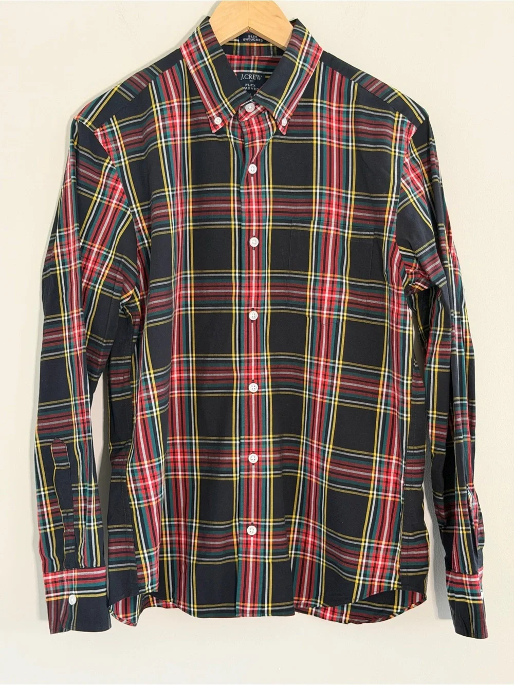 J Crew Flex Plaid Shirt Mens M Slim Untucked Stretch Cotton‎ Button Down Preppy